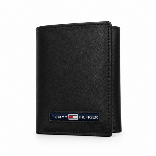 Tommy Hilfiger Trifold Leather Wallet – Black | TH-9753 - cornerwatchesstore