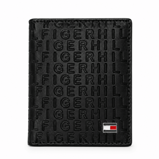 Tommy Hilfiger Monogram Embossed Bifold Wallet – Black - cornerwatchesstore