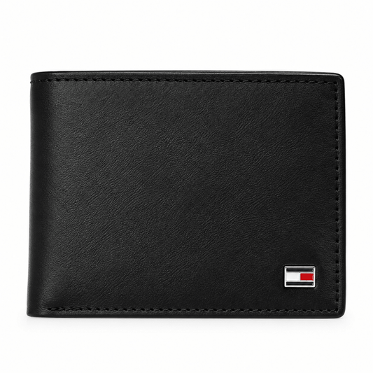 Tommy Hilfiger Men's Black Genuine Leather Bifold Wallet – TH-9753 - cornerwatchesstore