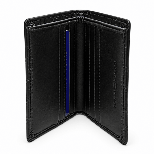 Tommy Hilfiger Monogram Embossed Bifold Wallet – Black - cornerwatchesstore