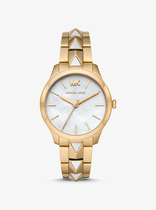 MICHAEL KORS Runway Mercer Gold-Tone and Pearl Watch - cornerwatchesstore