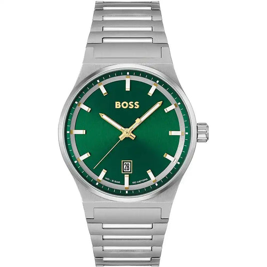 Hugo Boss Watch For men Candor With Green dial Silver Metal Strap - cornerwatchesstore