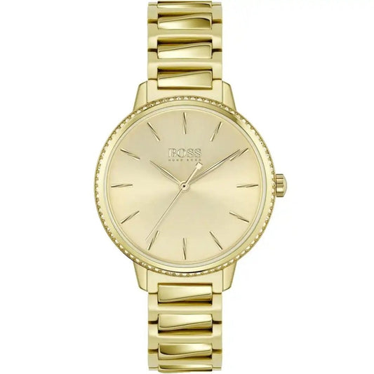 Hugo Boss Ladies Watch Signature With Gold dial Gold Metal Strap - cornerwatchesstore