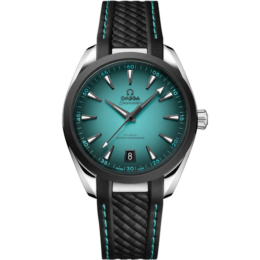 Omega Seamaster Aqua Terra Mirror Original Watch for Men - Turquoise Dial, Black Rubber Strap - Image 1