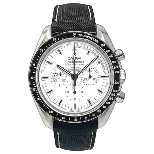 Omega Speedmaster Mirror Original Watch for Men - White Dial, Black Fabric Strap - Image 1