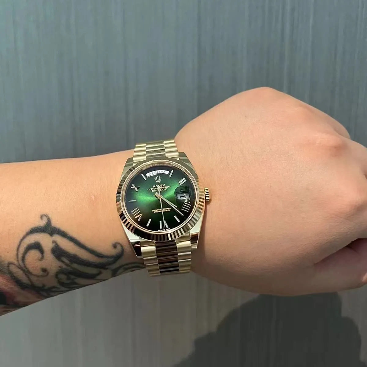 Rolex day date gold grenn