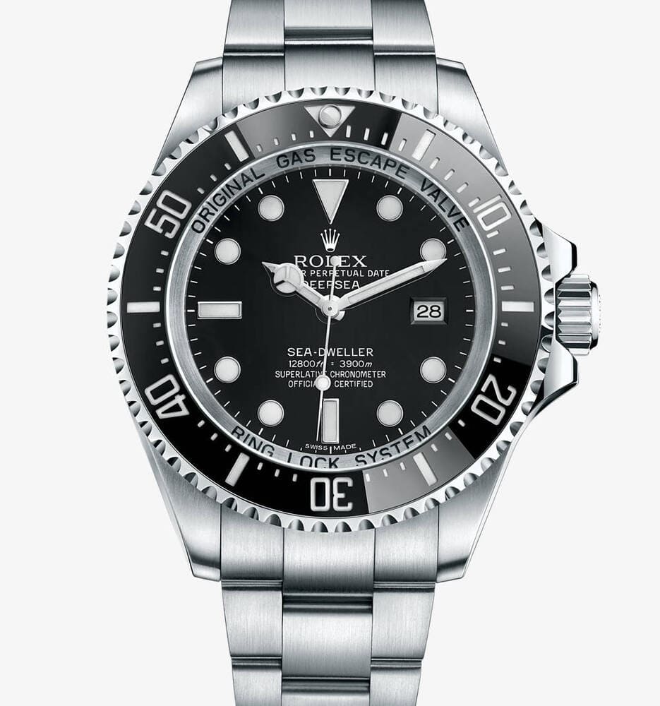 ROLEX OYSTER PERPETUAL SEA-DWELLER DEEPSEA 330 WATCH BLACK WITH STAINLESS STEEL SILVER BELT - cornerwatchesstore