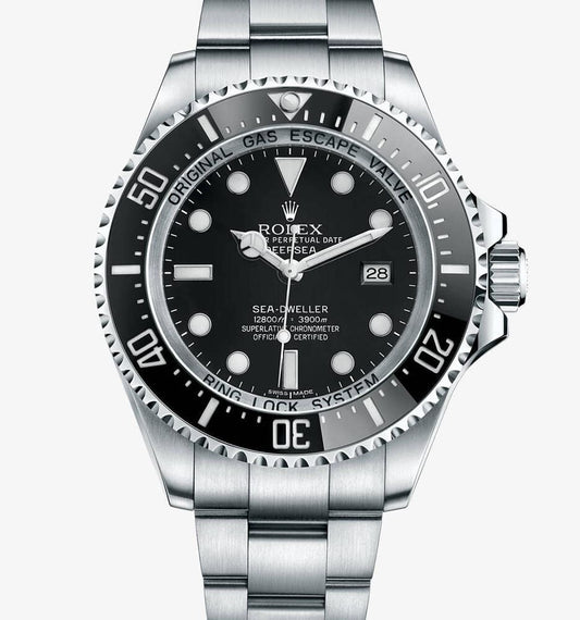 ROLEX OYSTER PERPETUAL SEA-DWELLER DEEPSEA 330 WATCH BLACK WITH STAINLESS STEEL SILVER BELT - cornerwatchesstore