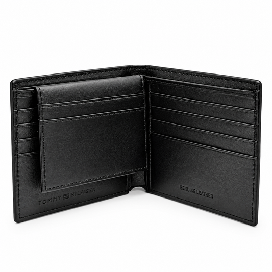 Tommy Hilfiger Classic Leather Bifold Wallet – Black
