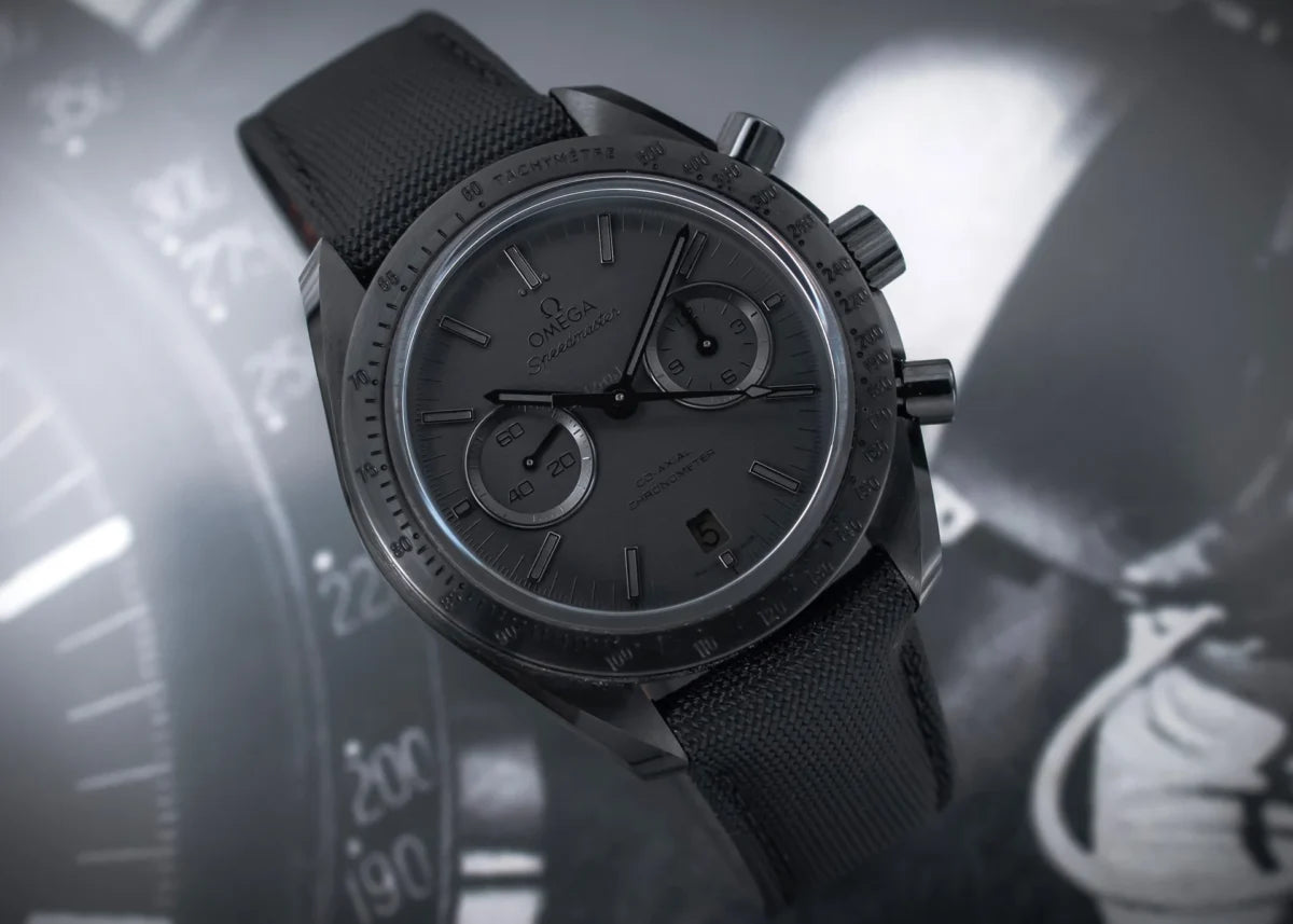 Omega Seamaster Chronometer Mirror Original Watch for Men - Black Dial, Black Fabric Strap - Image 4