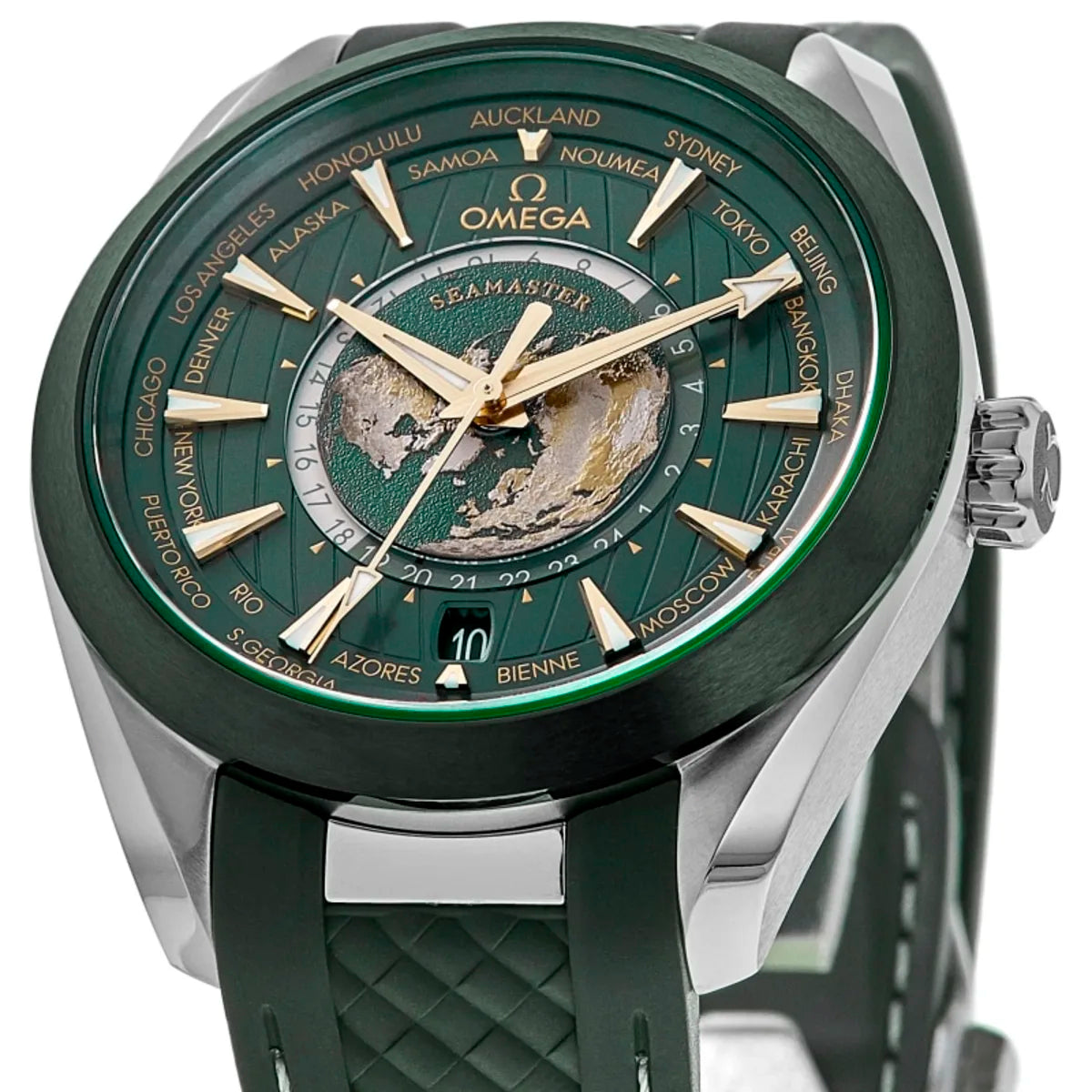 Omega Seamaster Mirror Original Watch for Men - Green Dial, Green Rubber Strap - Image 6