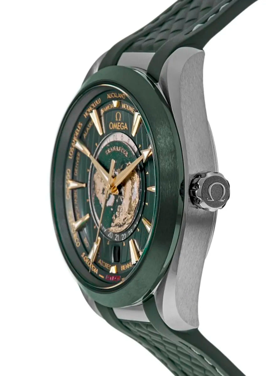 Omega Seamaster Mirror Original Watch for Men - Green Dial, Green Rubber Strap - Image 5