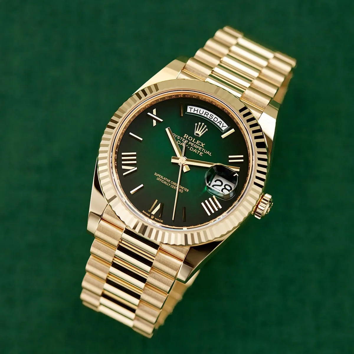 Rolex day date gold grenn