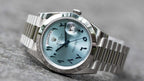 ROLEX DAY-DATE ARABIC WATCH BLUE WITH STAINLESS STEEL SILVER BELT