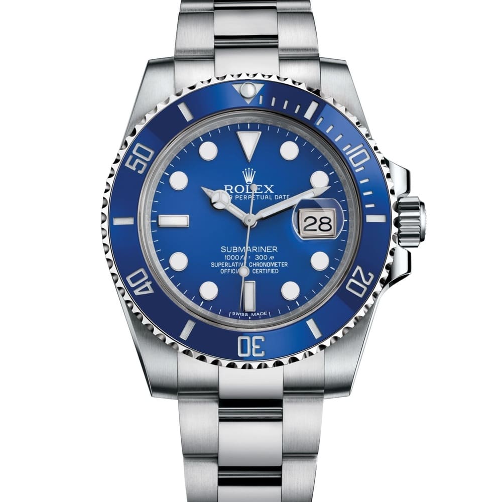 ROLEX OYSTER PERPETUAL SUBMARINER CERAMIC BEZEL WATCH BLUE WITH STAINLESS STEEL SILVER BELT - cornerwatchesstore