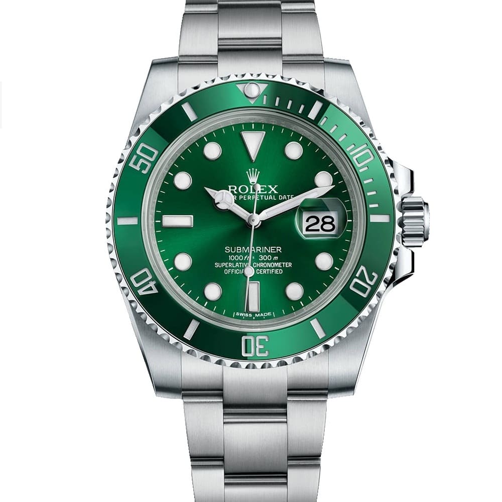 ROLEX OYSTER PERPETUAL SUBMARINER CERAMIC BEZEL WATCH GREEN WITH STAINLESS STEEL SILVER BELT - cornerwatchesstore