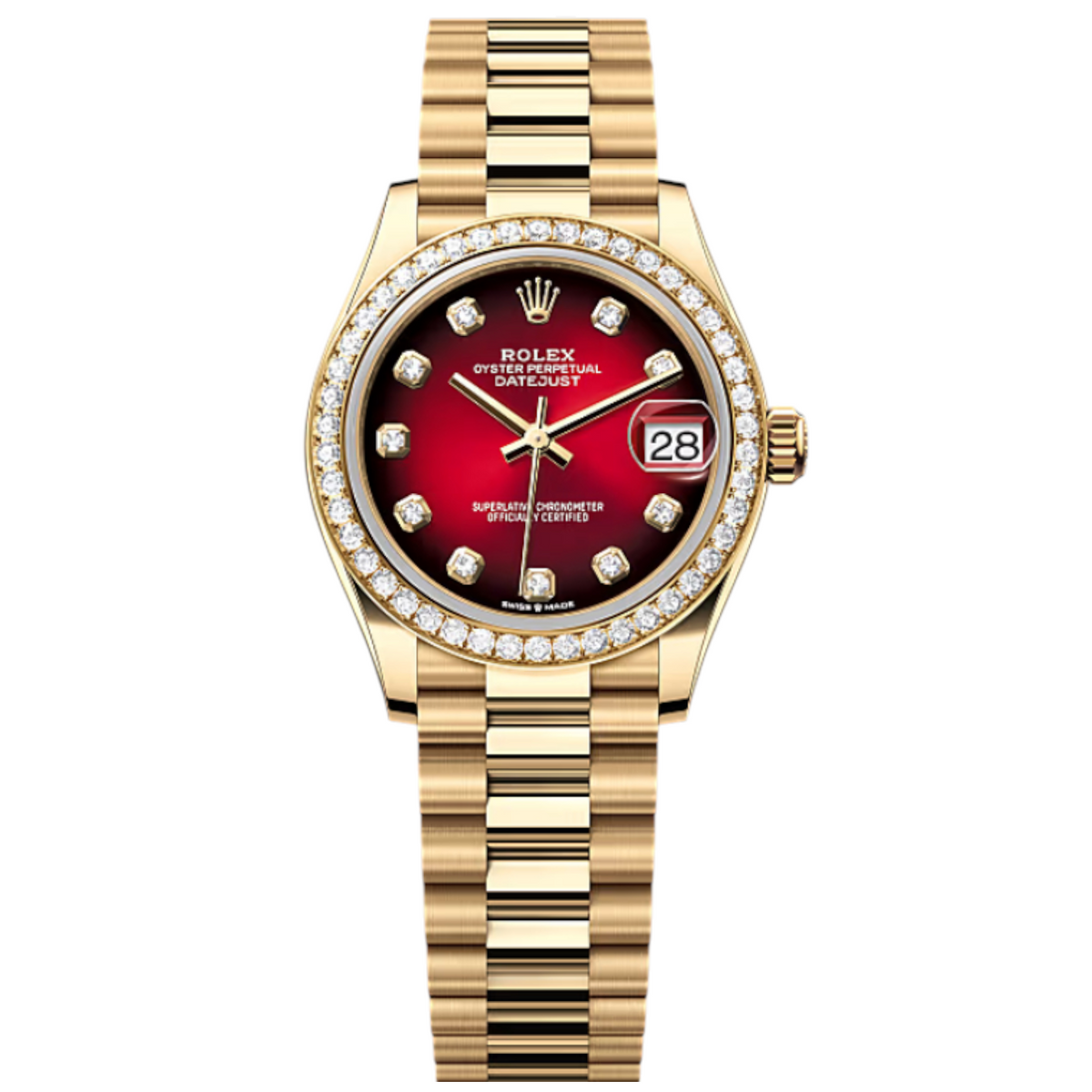 Rolex Datejust Mirror 31mm Red dial Gold bracelet - image 1