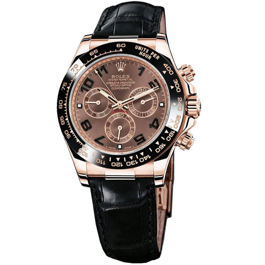 ROLEX OYSTER PERPETUAL SUPERLATIVE CHRONOMETER OFFICIALLY CERTIFIED COSMOGRAPH DAYTONE WATCH BROWN WITH LEATHER BLACK BELT - cornerwatchesstore