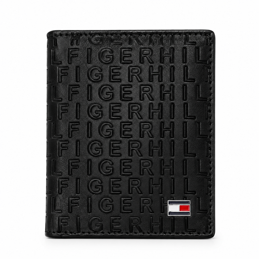 Tommy Hilfiger Monogram Embossed Bifold Wallet – Black