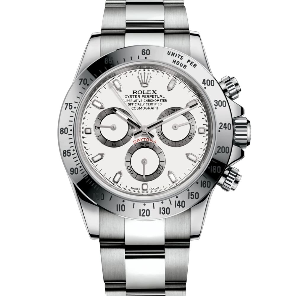 ROLEX PERPETUAL SUPERLATIVE CHRONOMETER OFFICIALLY CERTIFIED COSMOGRAPH DAYTONA WATCH WHITE WITH STAINLESS STEEL SILVER BELT - cornerwatchesstore
