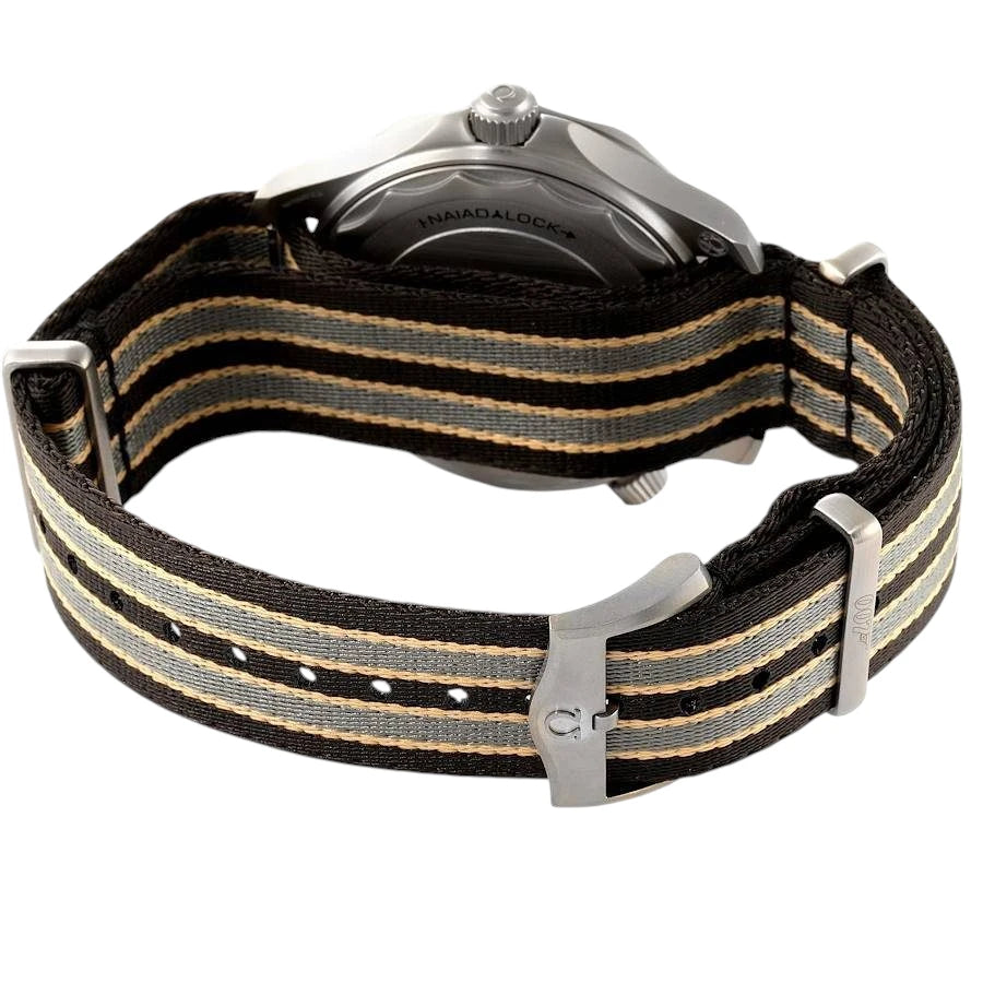 Omega Seamaster Mirror Original Watch for Men - Black Dial, Beige Fabric Strap - Image 6