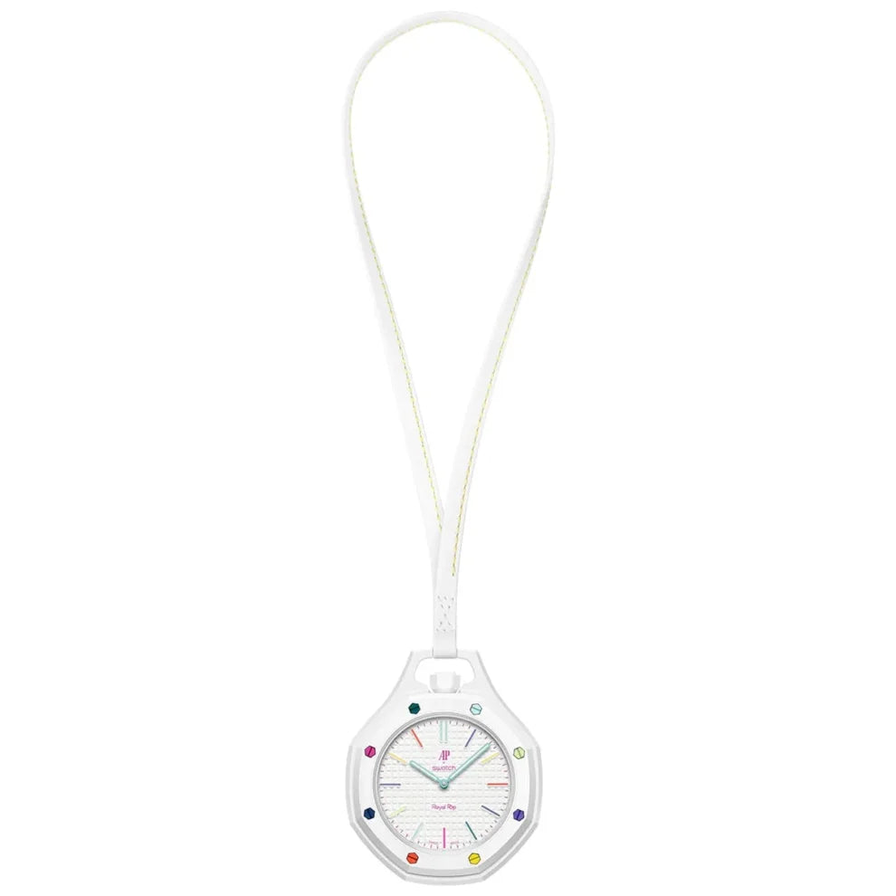 Audemars Piguet x Swatch Royal Pop Huit Blanc Mirror Pocket Watch - White - Unisex - View 3