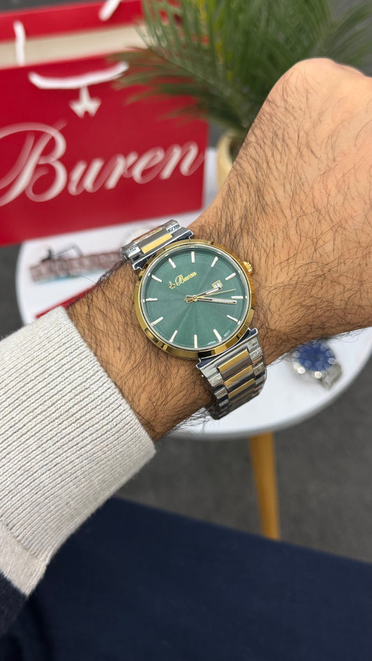Buren Classic Green Dial – Two Tone Stainless Steel Watch
