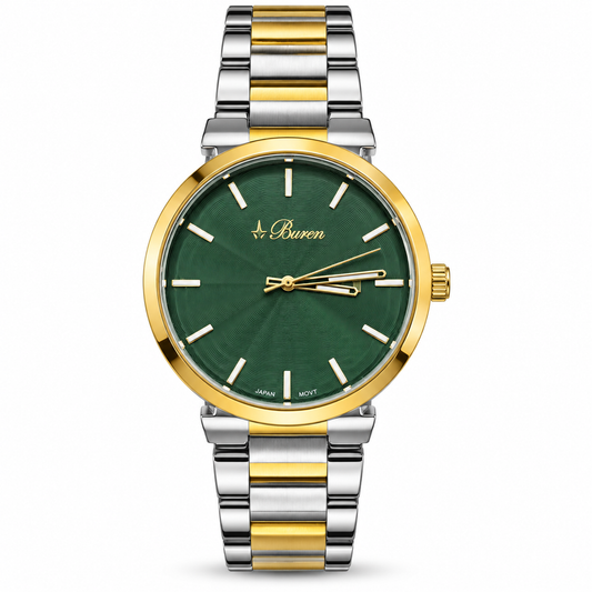 Buren Classic Green Dial – Two Tone Stainless Steel Watch