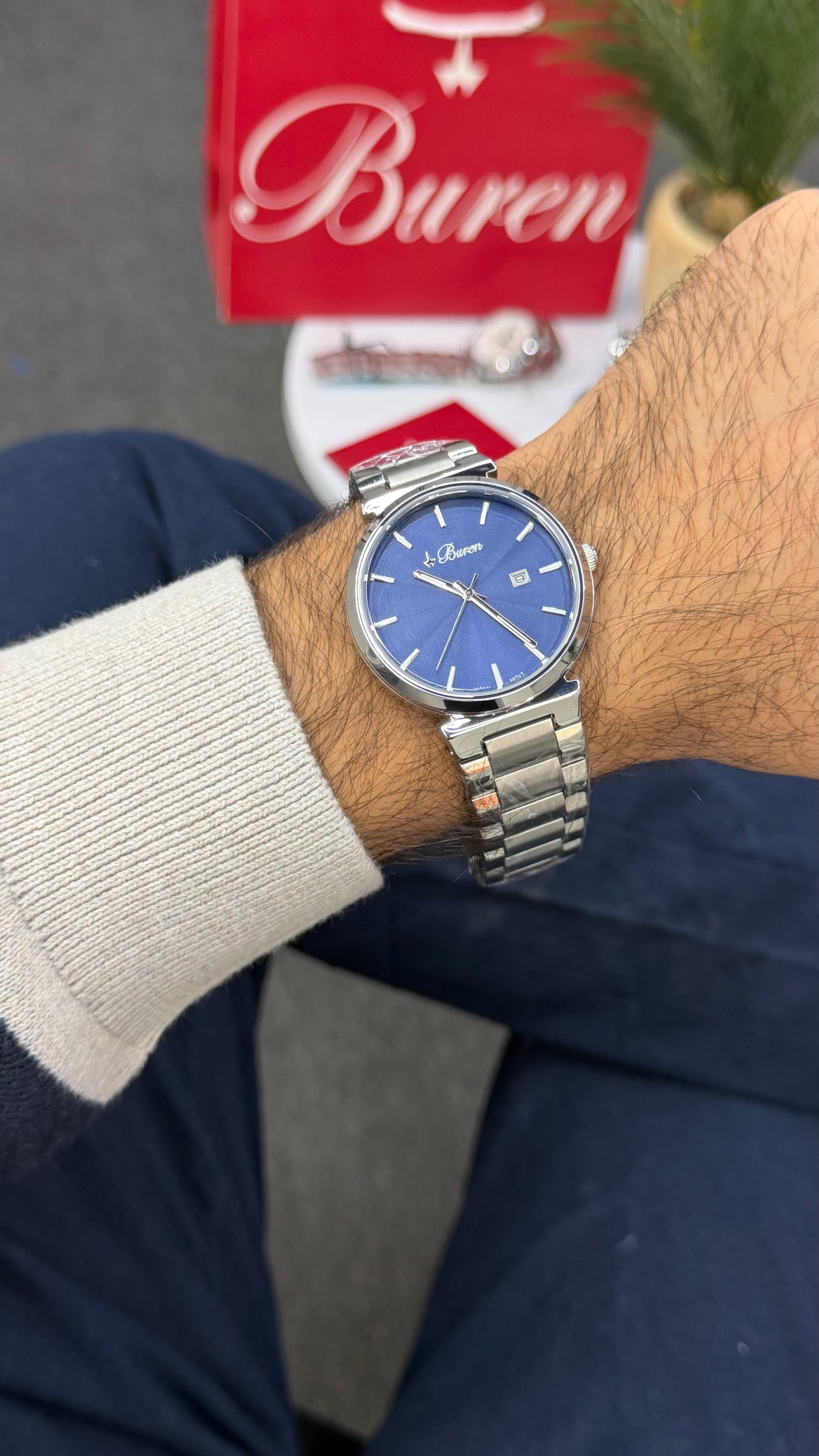 Buren 70024M – Men’s Classic Silver Watch | Blue Dial