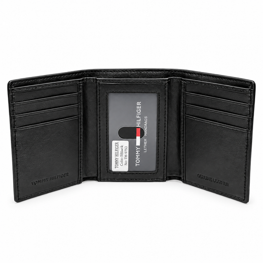 Tommy Hilfiger Trifold Leather Wallet – Black | TH-9753