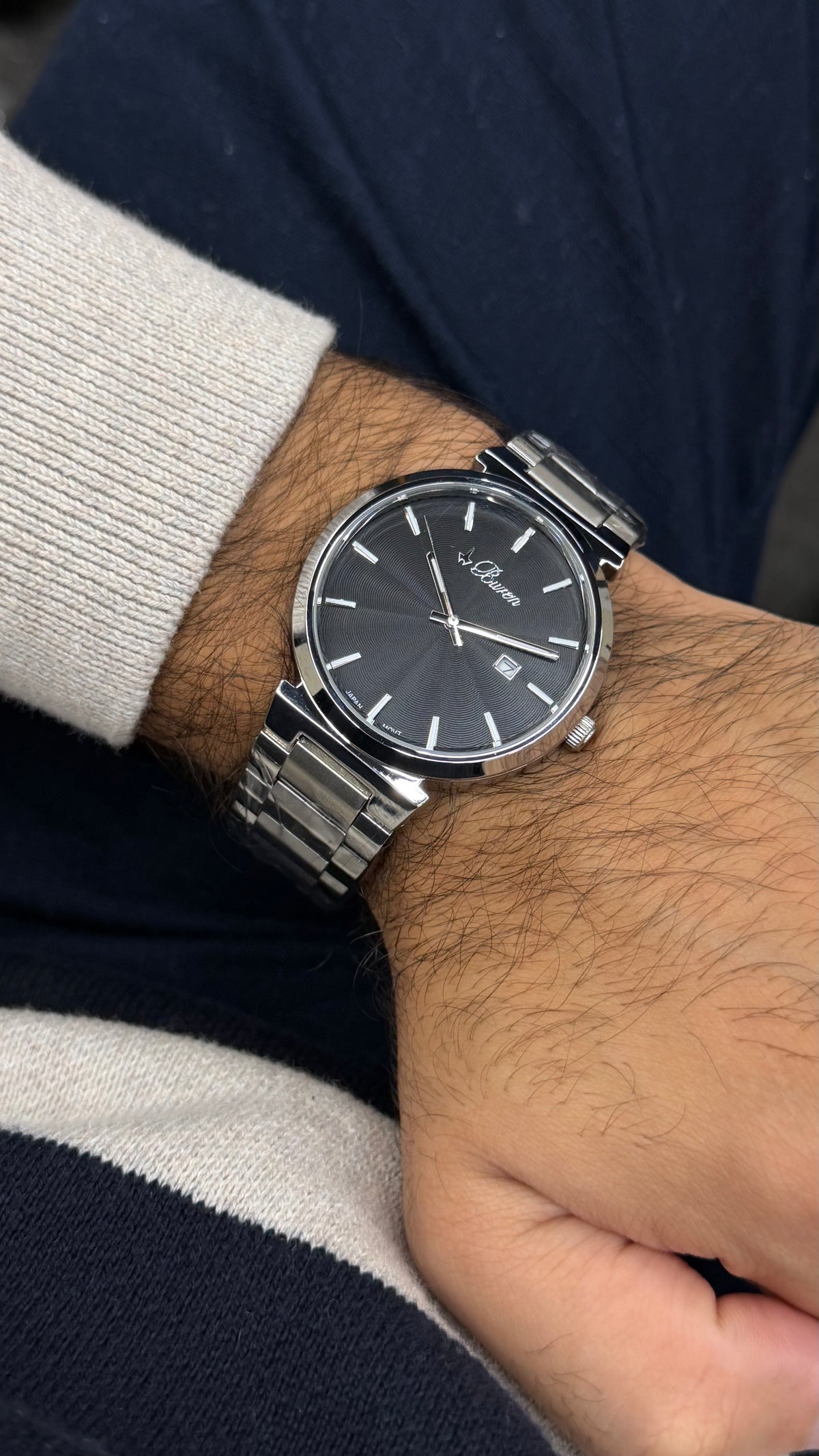Buren 70024M – Men’s Classic Silver Watch | Black Dial
