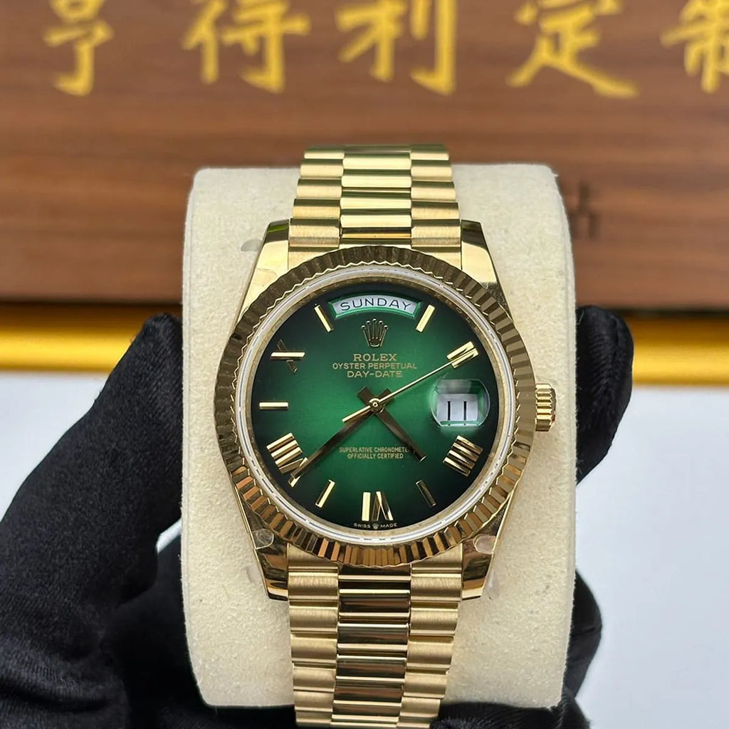 Rolex day date gold grenn