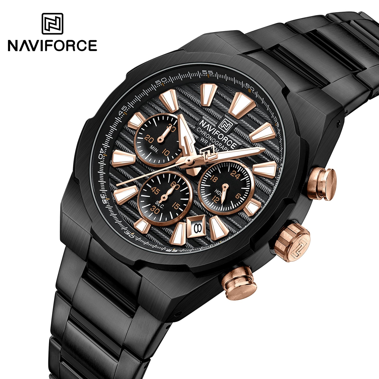 Naviforce 8081 Gamora للرجال - أسود وردي ذهبي