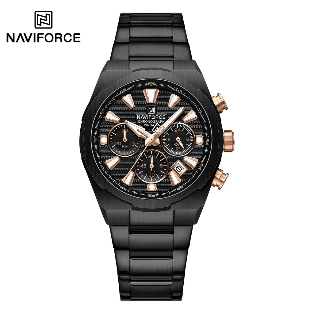 Naviforce 8081 Gamora للرجال - أسود وردي ذهبي