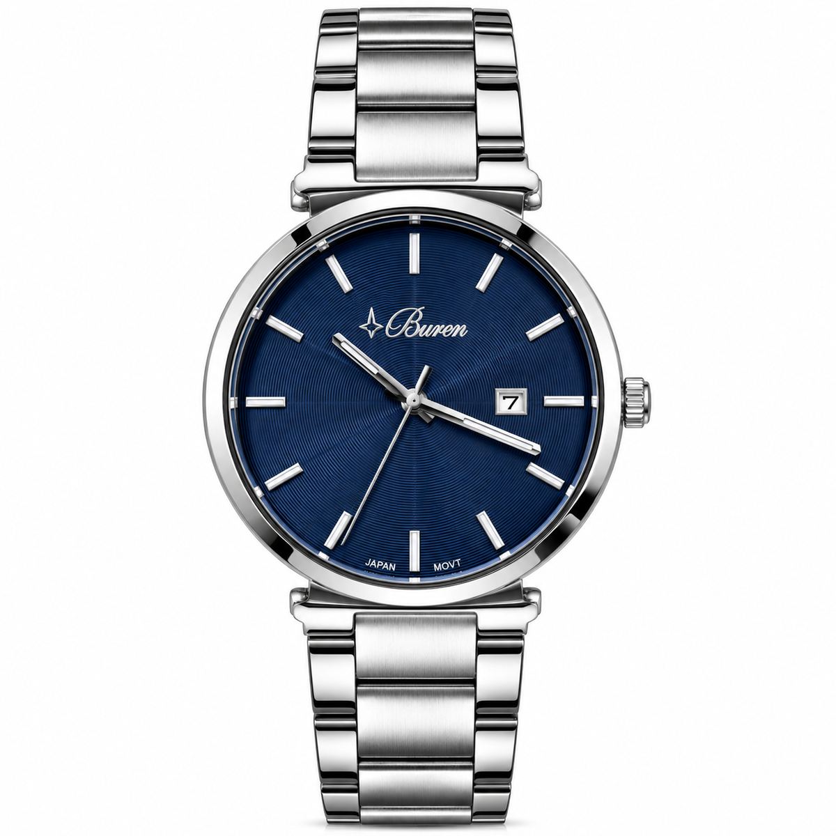 Buren 70024M – Men’s Classic Silver Watch | Blue Dial