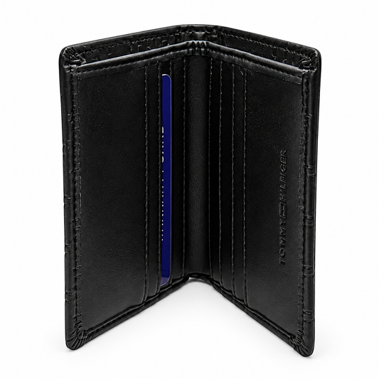 Tommy Hilfiger Monogram Embossed Bifold Wallet – Black