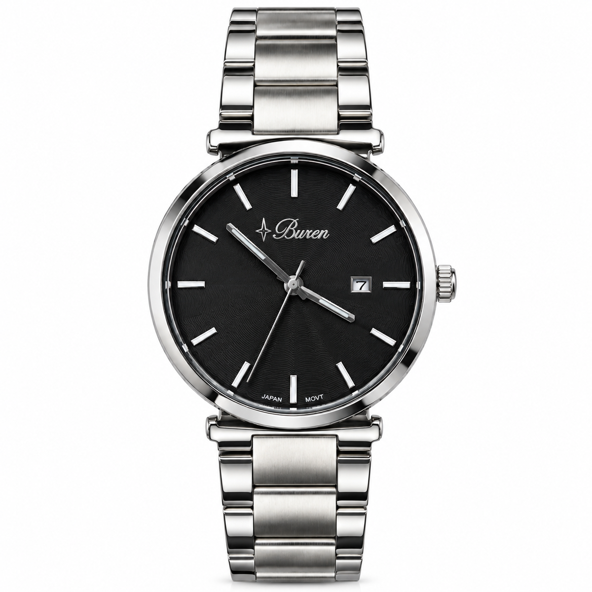 Buren 70024M – Men’s Classic Silver Watch | Black Dial