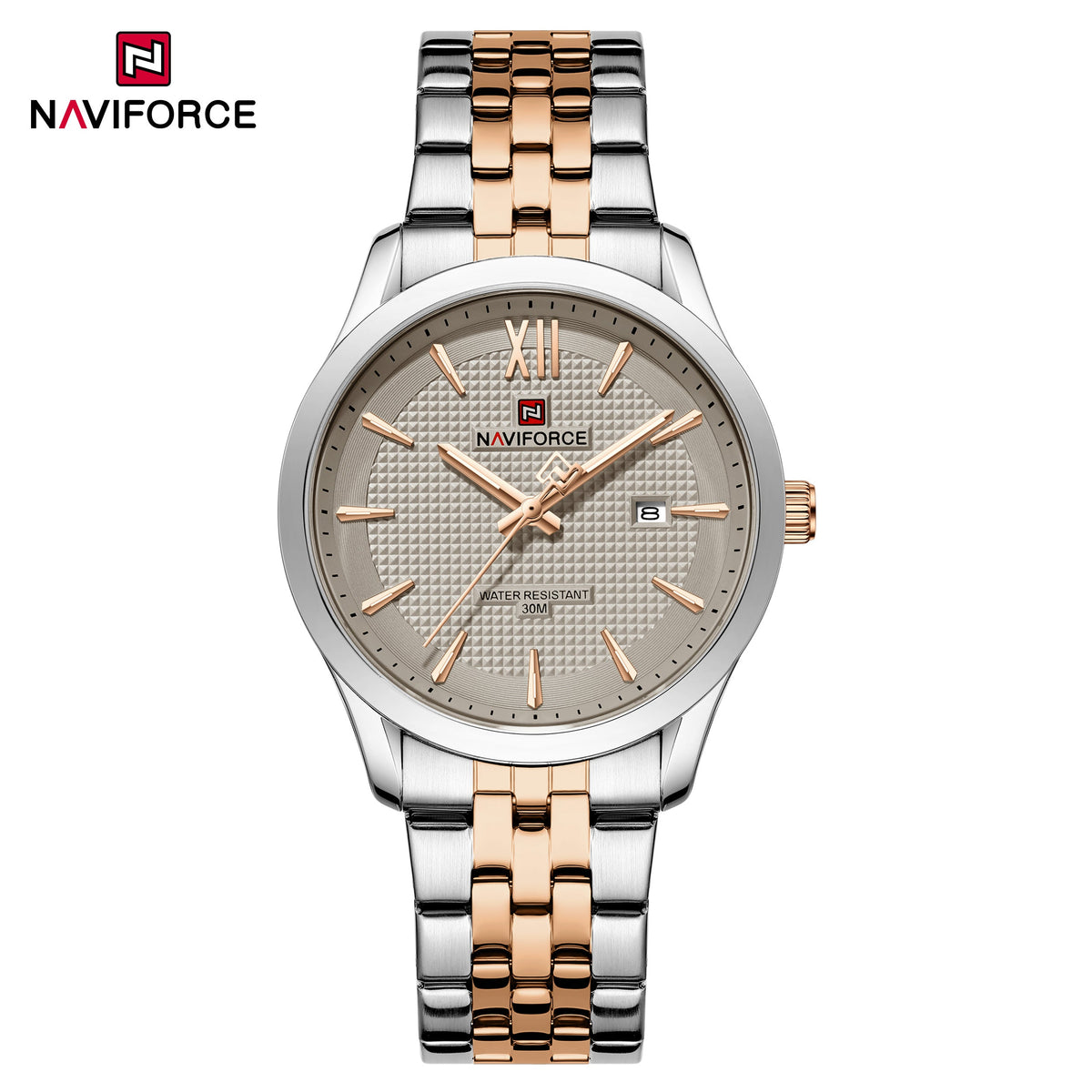 Naviforce 9255 Elite Boss Watch - Silver RoseGold Grey