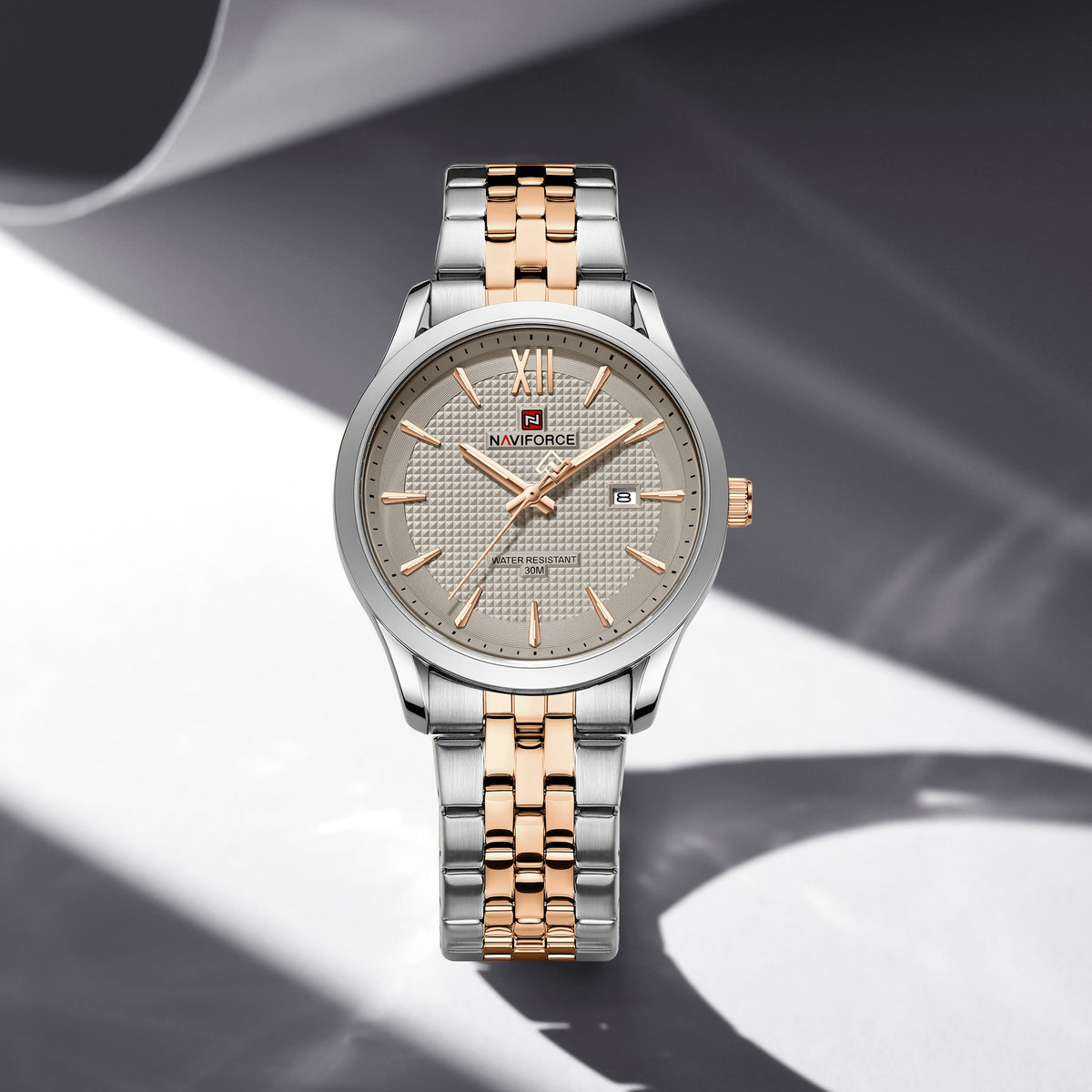 Naviforce 9255 Elite Boss Watch - Silver RoseGold Grey
