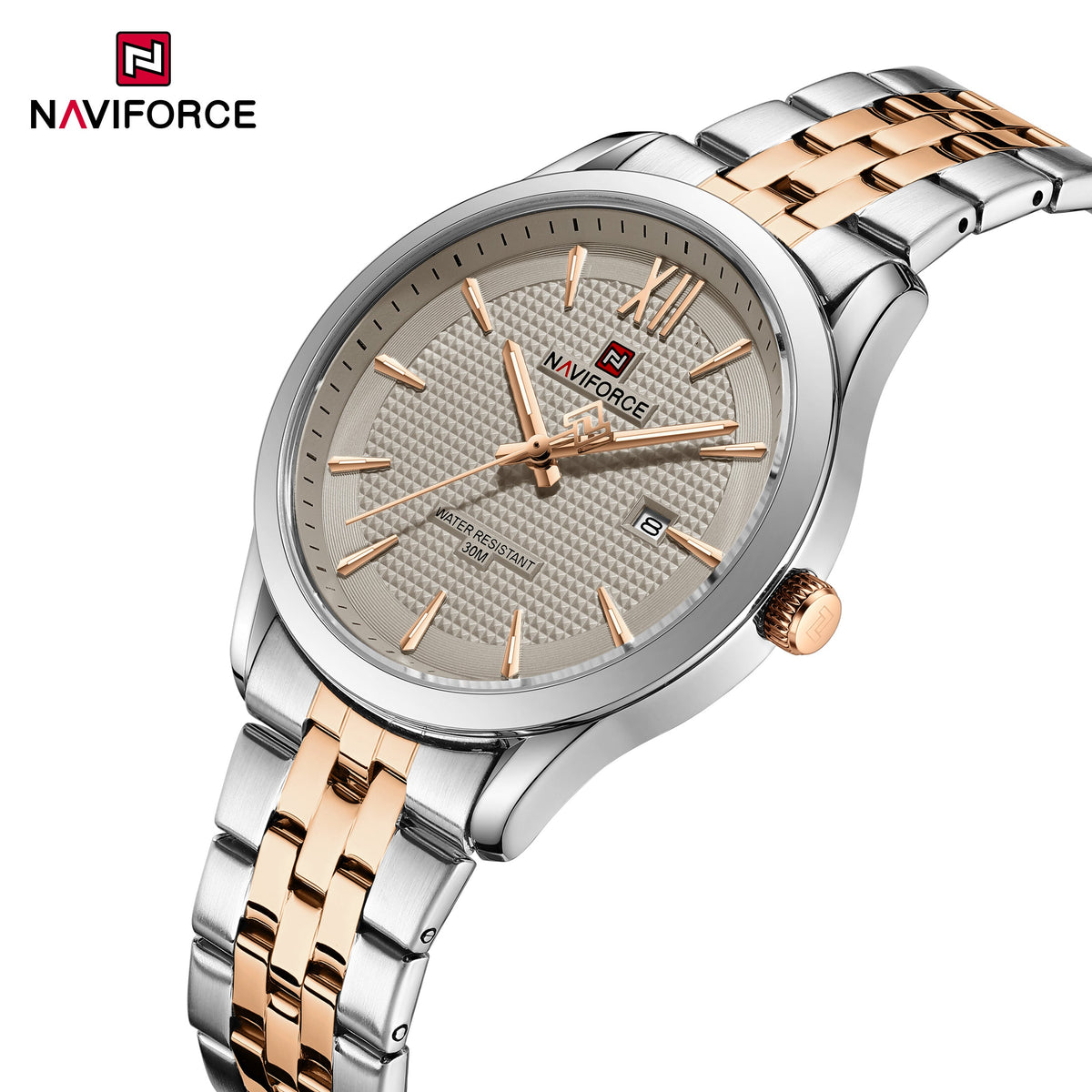 Naviforce 9255 Elite Boss Watch - Silver RoseGold Grey