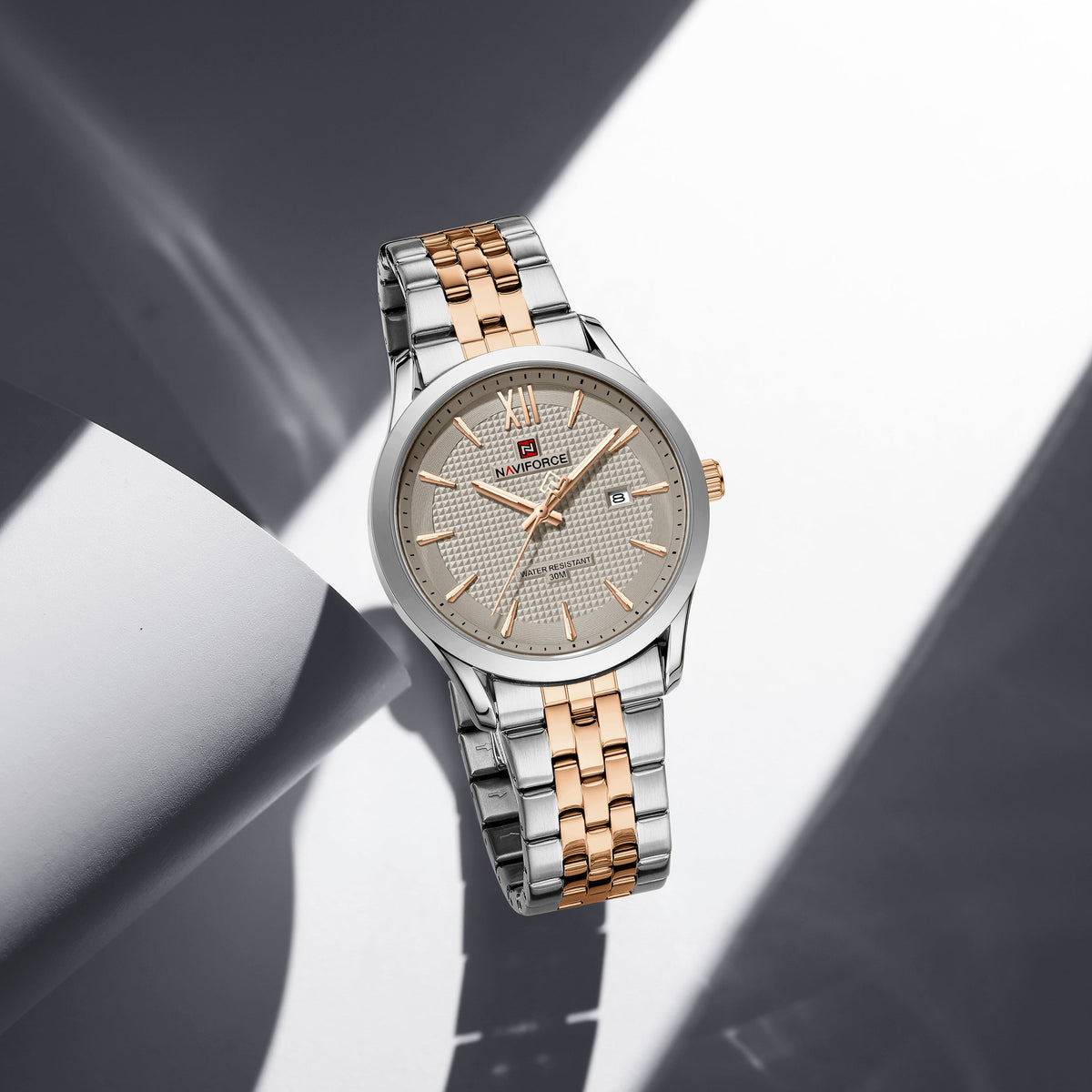 Naviforce 9255 Elite Boss Watch - Silver RoseGold Grey