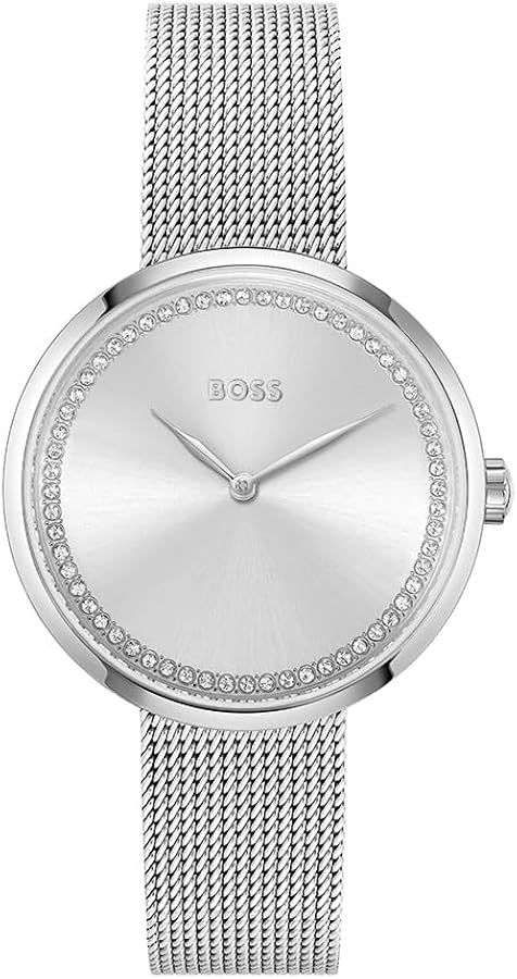 BOSS Women's Analogue Quartz Watch Praise with Stainless Steel Mesh Band - cornerwatchesstore