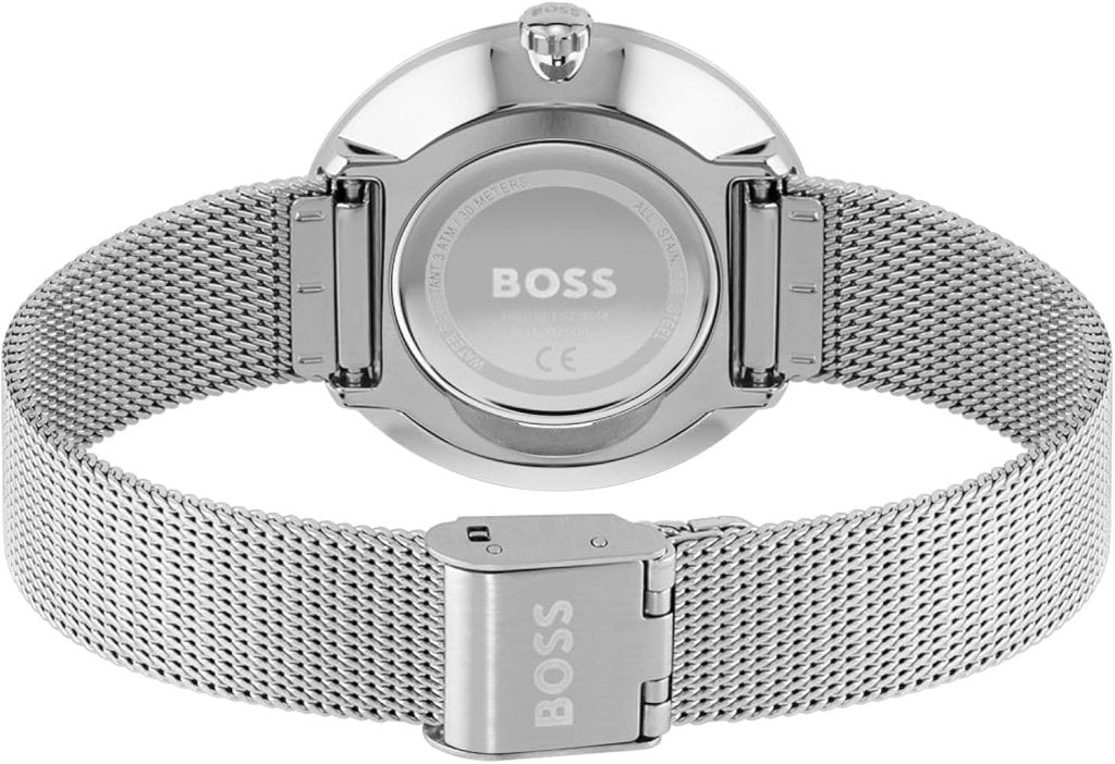 BOSS Women's Analogue Quartz Watch Praise with Stainless Steel Mesh Band - cornerwatchesstore