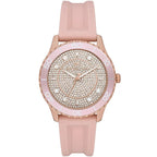 Michael Kors Watch For Women Runway With Rose Gold Dial Rubber Strap with Pink color