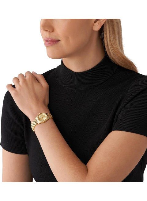 Michael Kors Women's Lexington Gold-Tone Stainless Steel Bracelet Watch - cornerwatchesstore