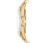 Michael Kors Watch For Women Harlowe With Gold dial , Featured with Crystals decorated Stainless steel Metal belt with Gold color