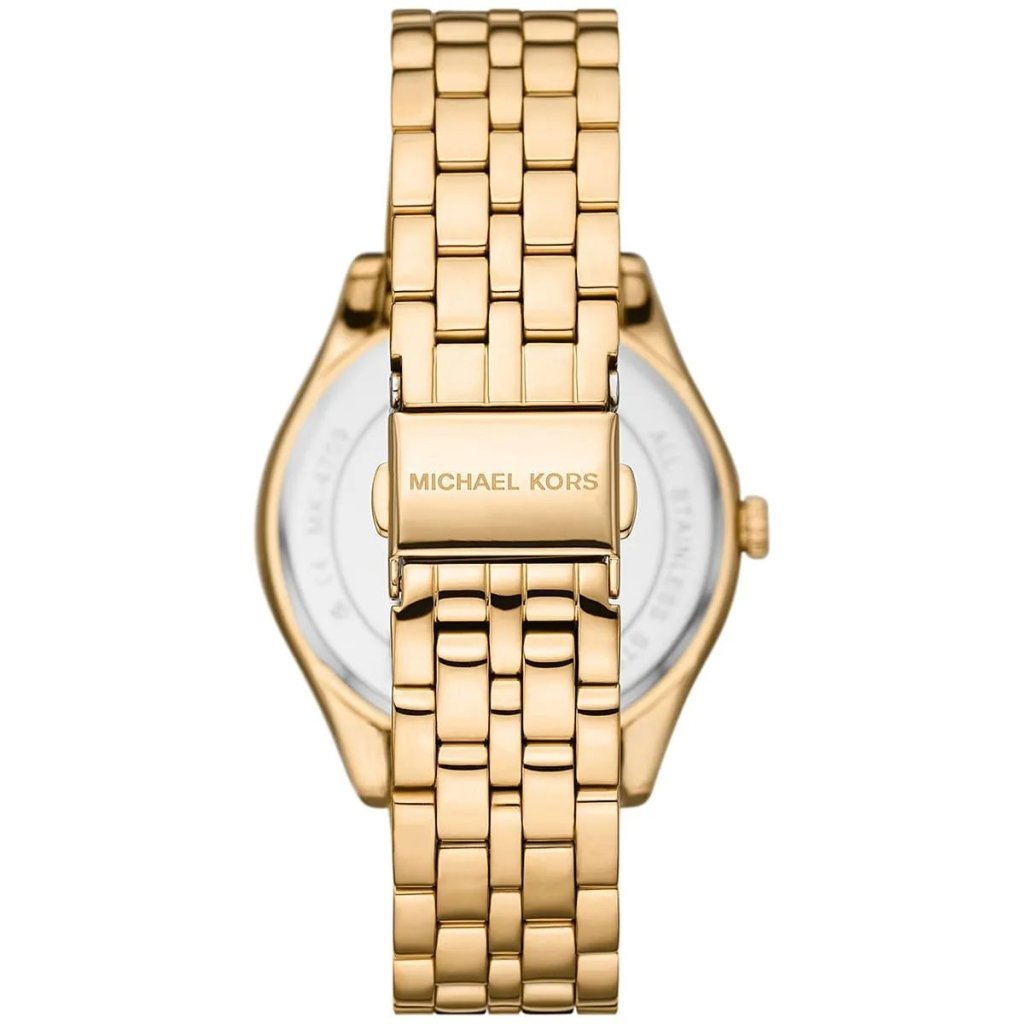 Michael Kors Watch For Women Harlowe With Gold dial , Featured with Crystals decorated Stainless steel Metal belt with Gold color - cornerwatchesstore