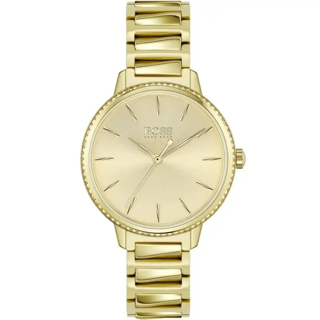 Hugo Boss Ladies Watch Signature With Gold dial Gold Metal Strap - cornerwatchesstore