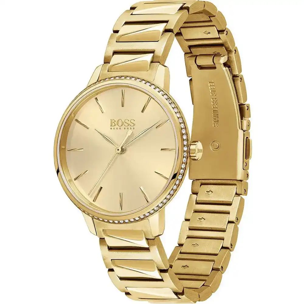 Hugo Boss Ladies Watch Signature With Gold dial Gold Metal Strap