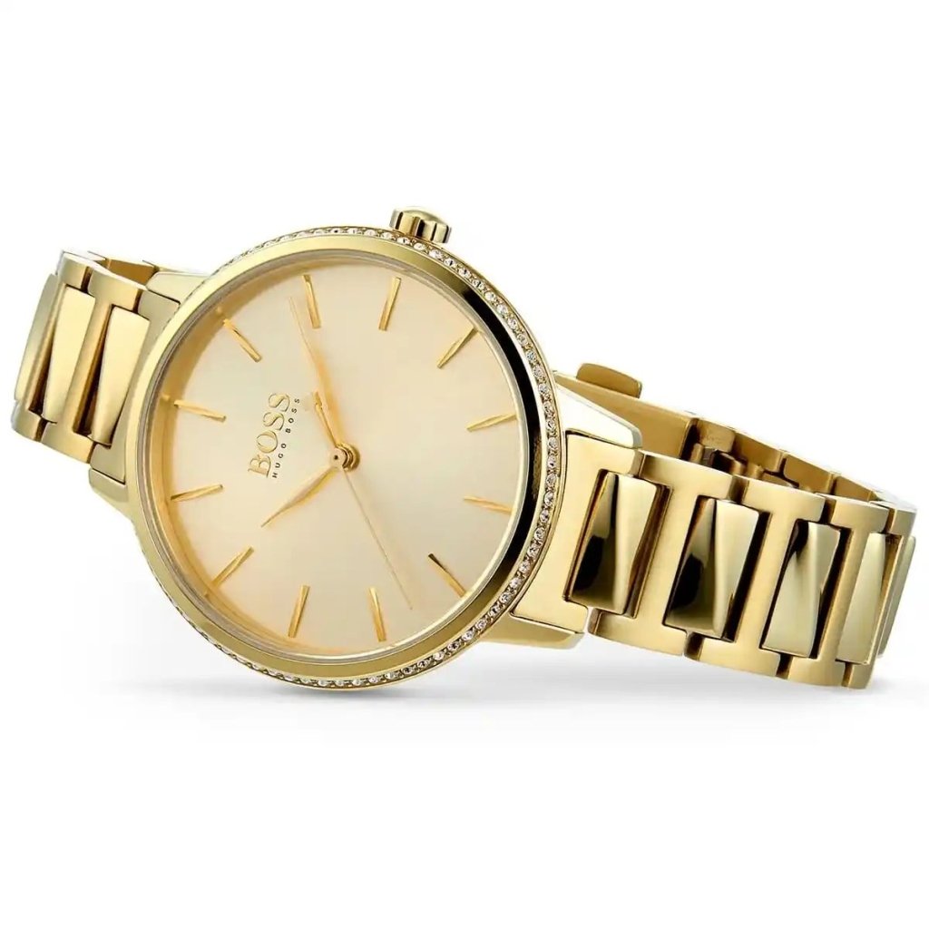 Hugo Boss Ladies Watch Signature With Gold dial Gold Metal Strap - cornerwatchesstore